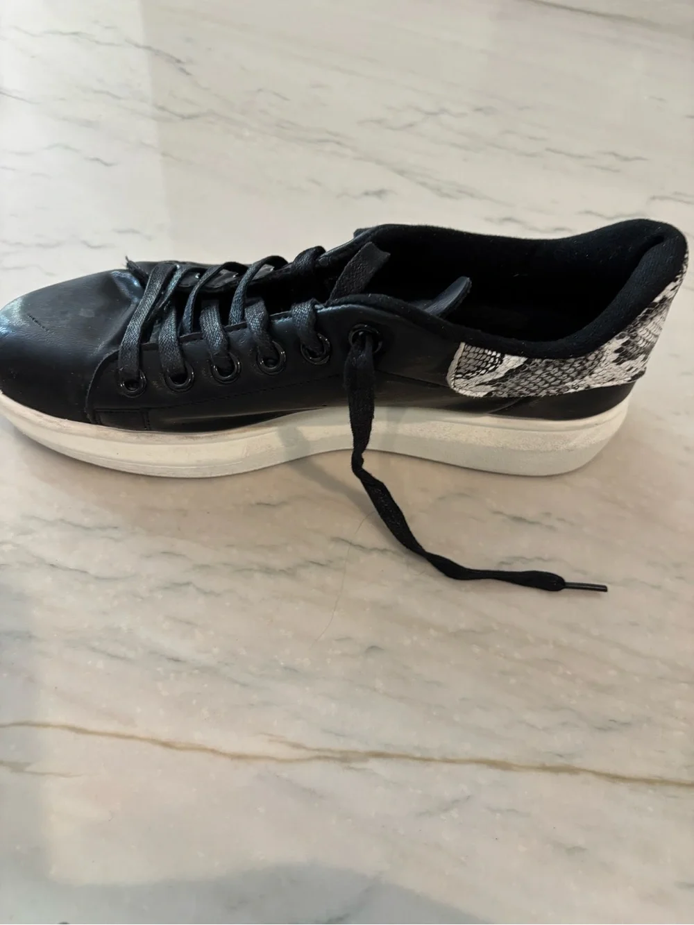Seven7 Women’s Low-Top Sneakers with Snake-Print Heel